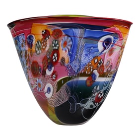Wes Hunting b.1958 Studio Art Glass Vase SIGNED