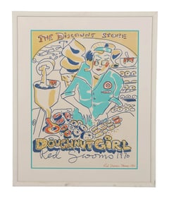 Red Grooms b.1937 Doughnut Girl Art Poster SIGNED