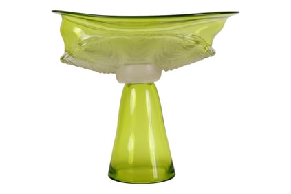 Neal Drobnis b.1956 Art Glass Pedestal Bowl SIGNED