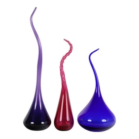 Michael McDougal Studio Art Glass Sculpture 3p LOT