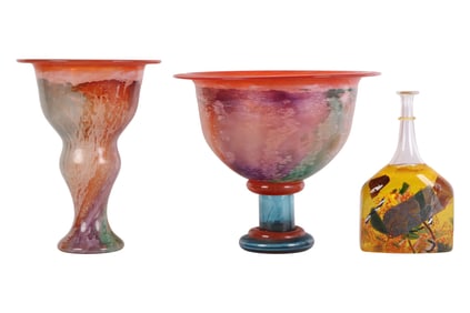 Kosta Boda Engman & Vallien Glass Bowl Vase 3p LOT
