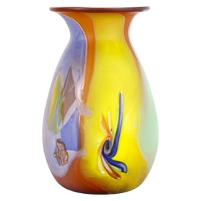 Studio Art Glass Multi-Color Abstract Vase SIGNED