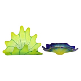Studio Art Glass Seaform Centerpiece Bowl 2pc LOT