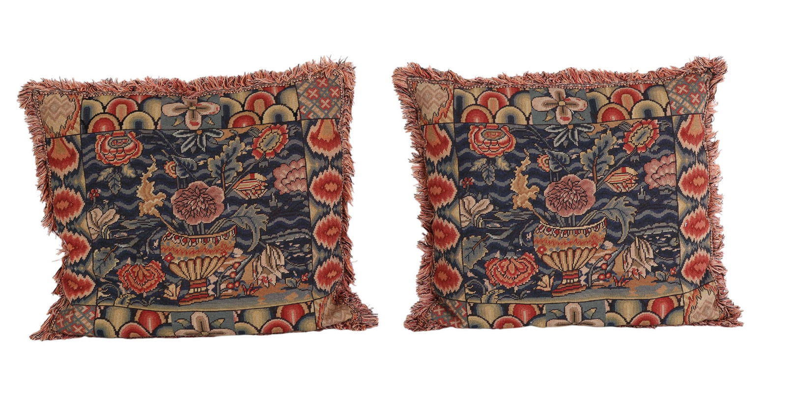 Vaughan Chinoiserie Needlepoint Throw Pillows PAIR (1 of 7)