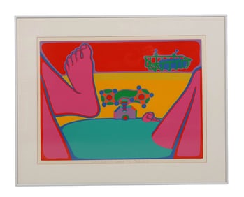 Clayton Pond b.1941 Portrait in Bath Litho SIGNED