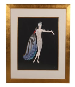 Erte 1892-1990 Diva Peacock Lady Serigraph SIGNED