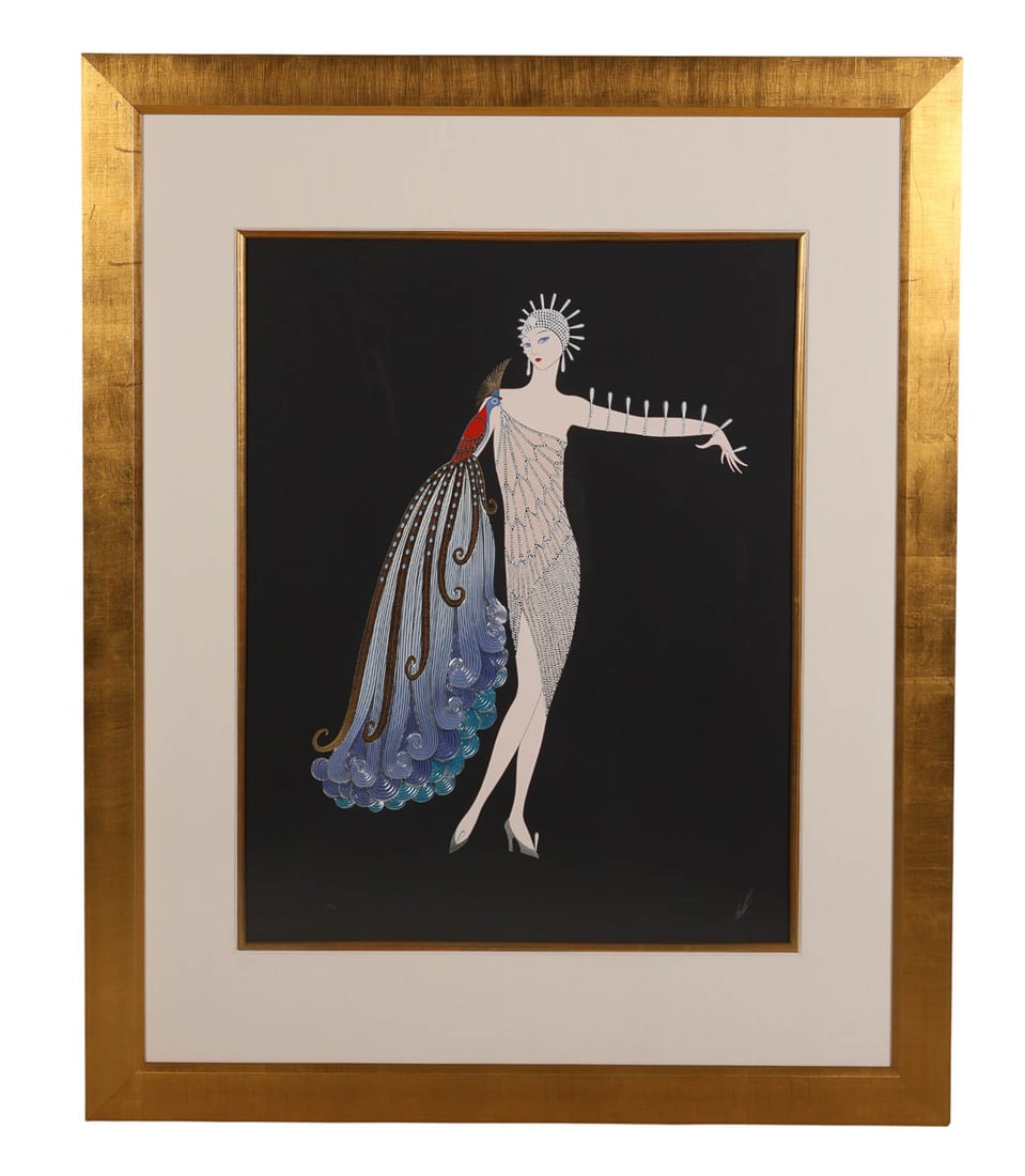 Erte 1892-1990 Diva Peacock Lady Serigraph SIGNED (1 of 7)