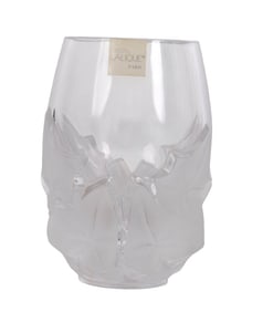 Lalique France Frosted Crystal Art Glass Ivy Vase