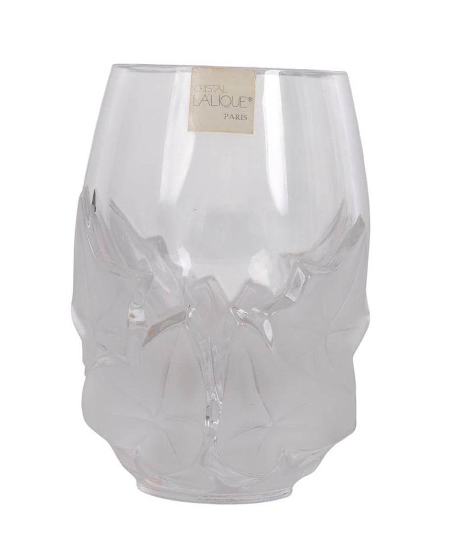 Lalique France Frosted Crystal Art Glass Ivy Vase (1 of 7)