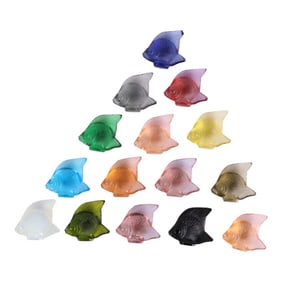 Lalique Poisson Frosted Crystal Fish Figurine 15pc