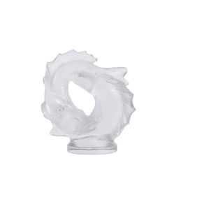 Lalique Deux Poissons Frosted Crystal Sculpture