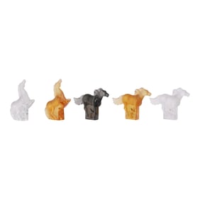 Lalique Frosted Crystal Kazak Horse Sculptures LOT