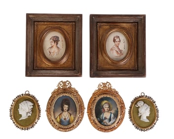 Miniature Portrait Watercolor & 3D Plaques 6pc LOT