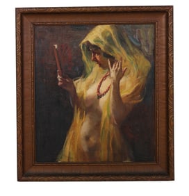 Sandor Vago 1887-1946 Woman in Yellow Painting