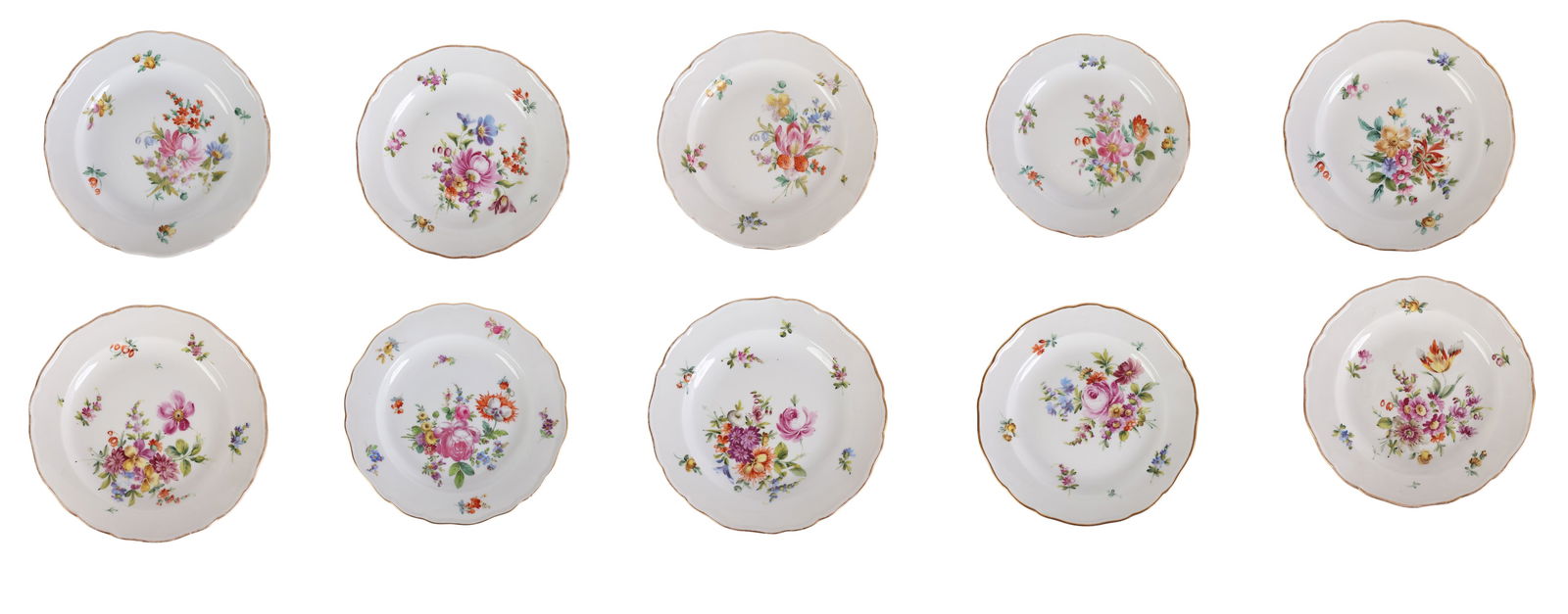 Meissen German Porcelain Floral Dessert Plates 10p (1 of 15)