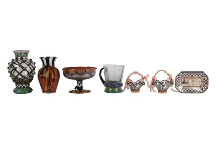 Mackenzie Childs Vase Compote Jug Basket 7pc LOT