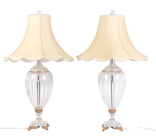Baccarat Style Crystal Bronze Mount Table Lamps PR