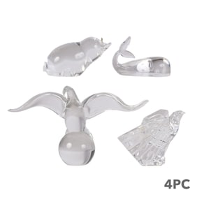 Steuben Crystal Eagle Whale Mole Glass Sculptures