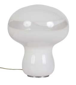Murano Italian White Clear Glass Mushroom Lamp