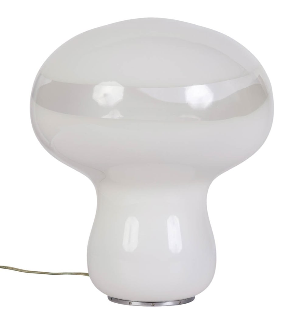 Murano Italian White Clear Glass Mushroom Lamp (1 of 8)