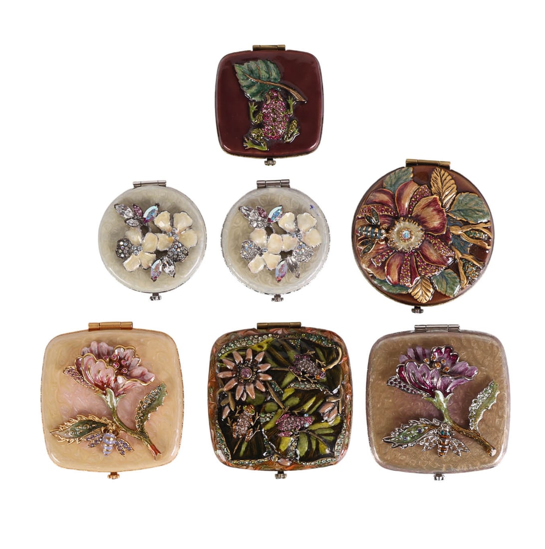Jay Strongwater Jeweled Crystal Enamel Compacts 7p (1 of 9)