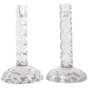Pair Archimedes Seguso Murano Glass Candlesticks