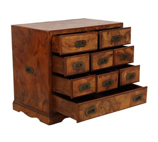 Italian Olive Wood Veneer Miniature Campaign Chest