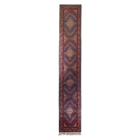 Persian Wool Geometric Pattern Runner Rug 159 x 30