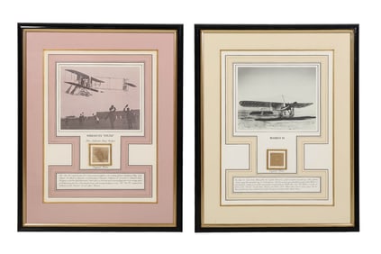 Antique Air & Space Fabric Relic Displays 2pc LOT