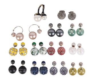 Christian Dior Designer Earrings & Ring 13pc LOT