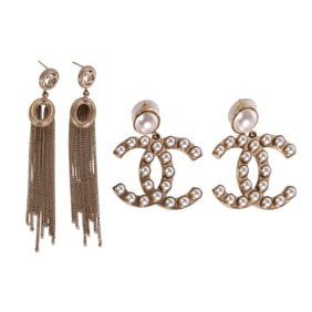 Chanel Coco CC Chain Tassel Swing Earrings w/ BOX