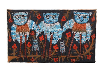 Sisson Blanchard 1929-1981 Haitian "Owls" Painting