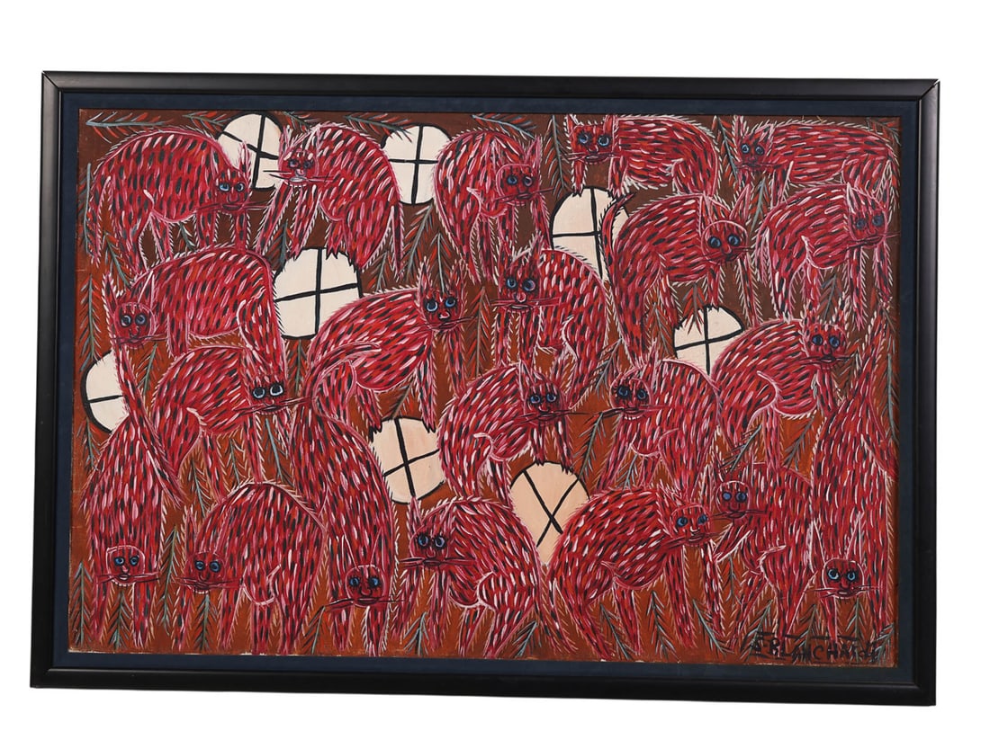 Sisson Blanchard 1929-1981 Haitian Cats Painting (1 of 6)
