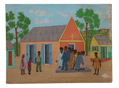 Jean-Claude Severe b.1941 Haitian Church Painting