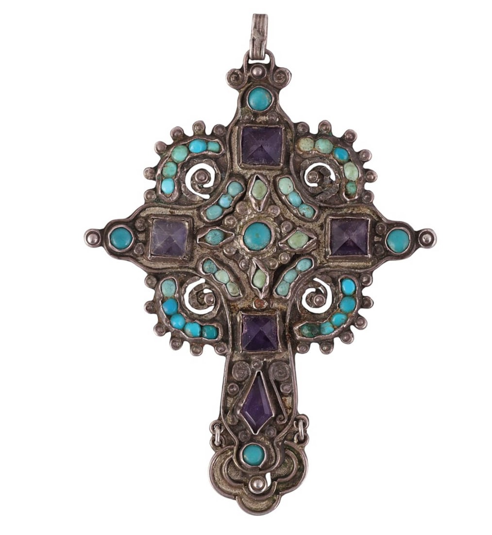 Sterling Matl Mexico Amethyst & Turquoise Pendant (1 of 8)