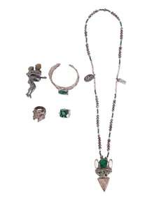 Mexico Sterling Brutalist Jewelry & Nude Figurines