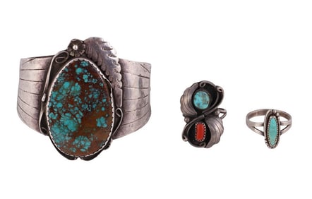 American Indian Sterling Turquouse Bracelet Rings