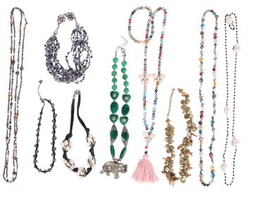 Pearl Glass Crystal Beaded Choker Necklace 9pc LOT