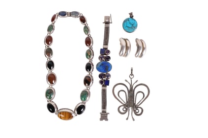 Sterling & Gemstone Bracelet Necklace Pendant LOT