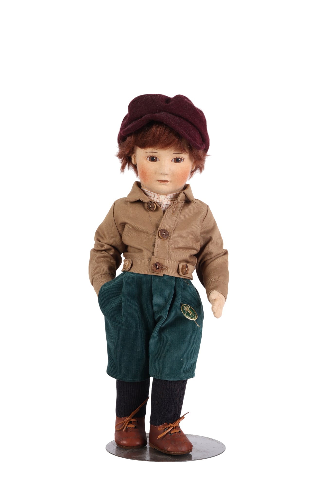 John Wright Little Children Series Jesse Felt Doll: R John Wright Dolls Cambridge New York limited edition Little Children Series I Jesse felt doll. Boy figure crafted with painted facial features mohair wig and felt hands. Dressed in tailored cotton j