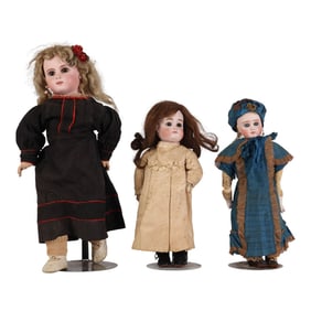 Antique German Bisque Head Dolls 3pc ESTATE LOT