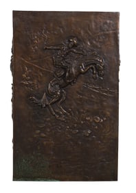Bronze Pedestal Western Relief after Remington