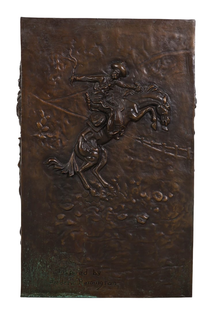 Bronze Pedestal Western Relief after Remington (1 of 9)