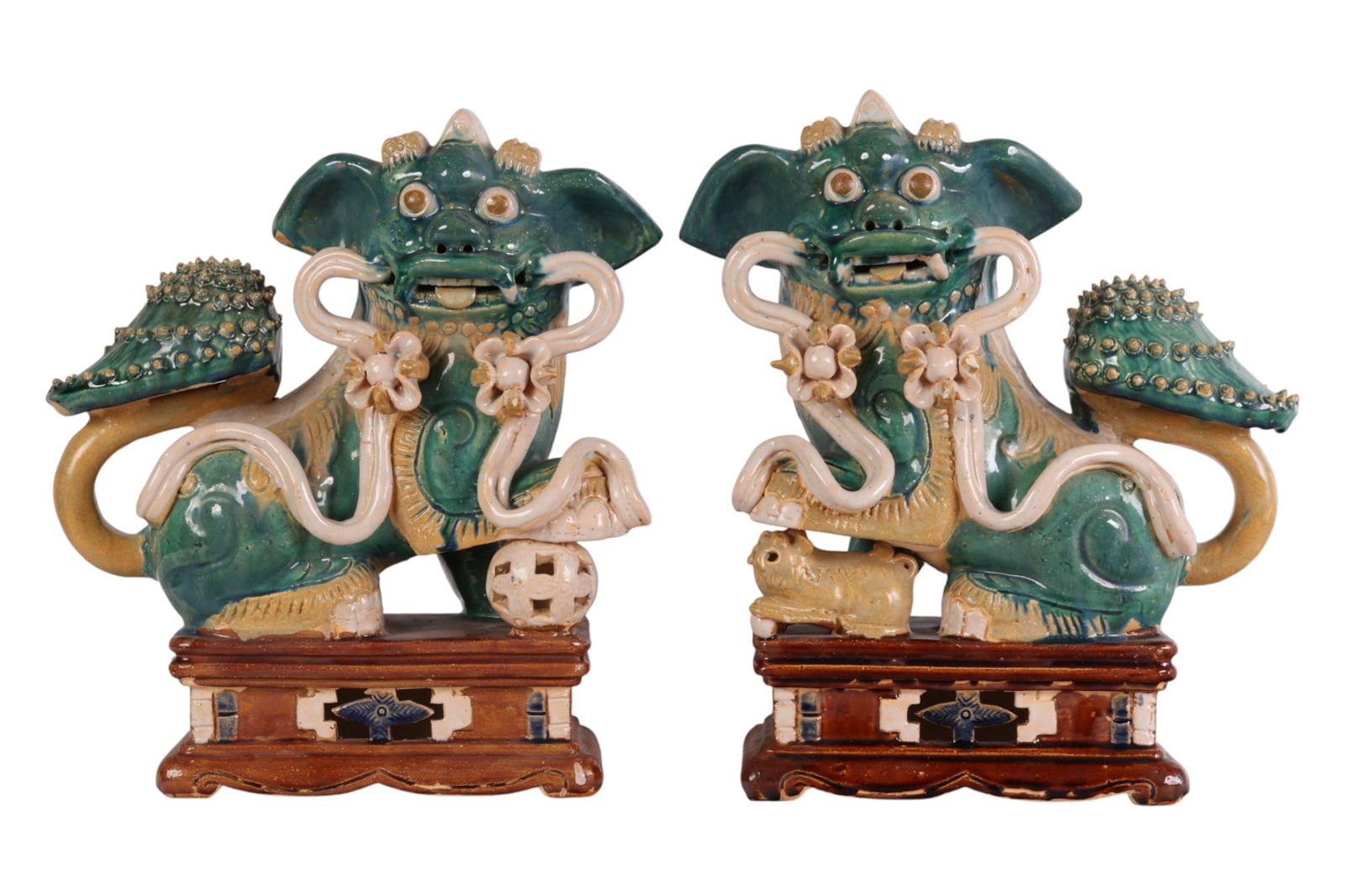 Chinese Sancai Glaze Ceramic Foo Dog Sculptures PR (1 of 10)