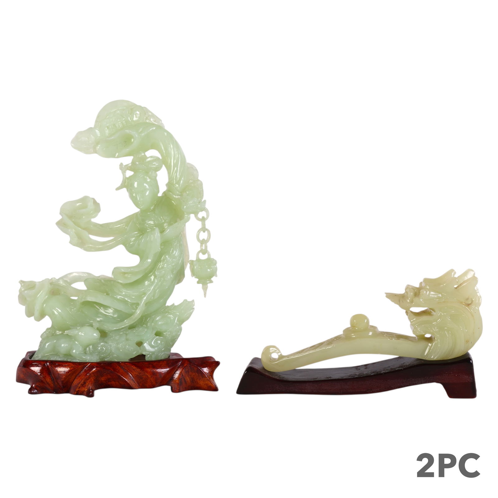 Chinese Carved Jade Type Belt Hook & Quanyin LOT (1 of 9)