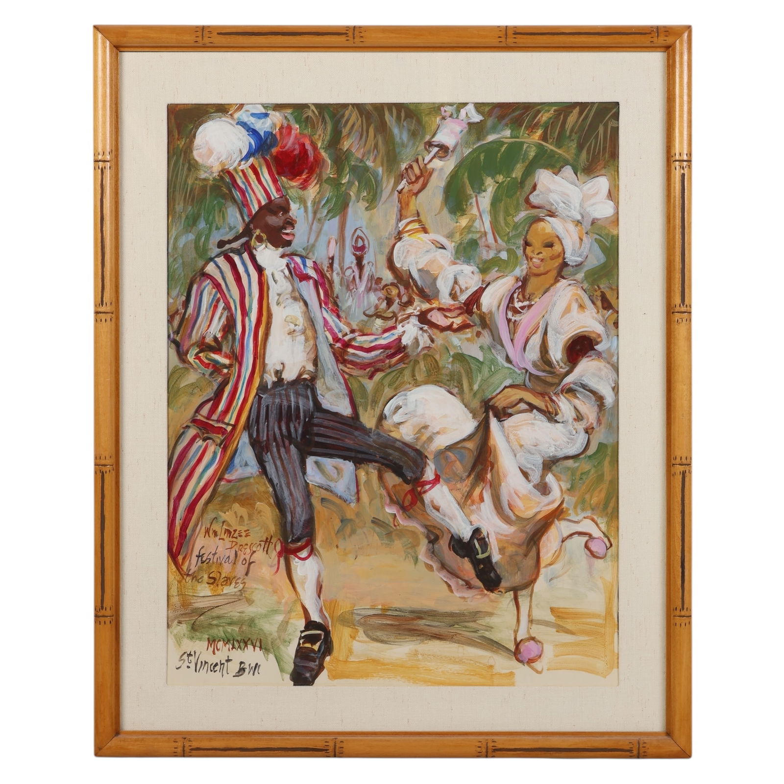 William Prescott 1917-1981 Festive Slaves Painting (1 of 6)