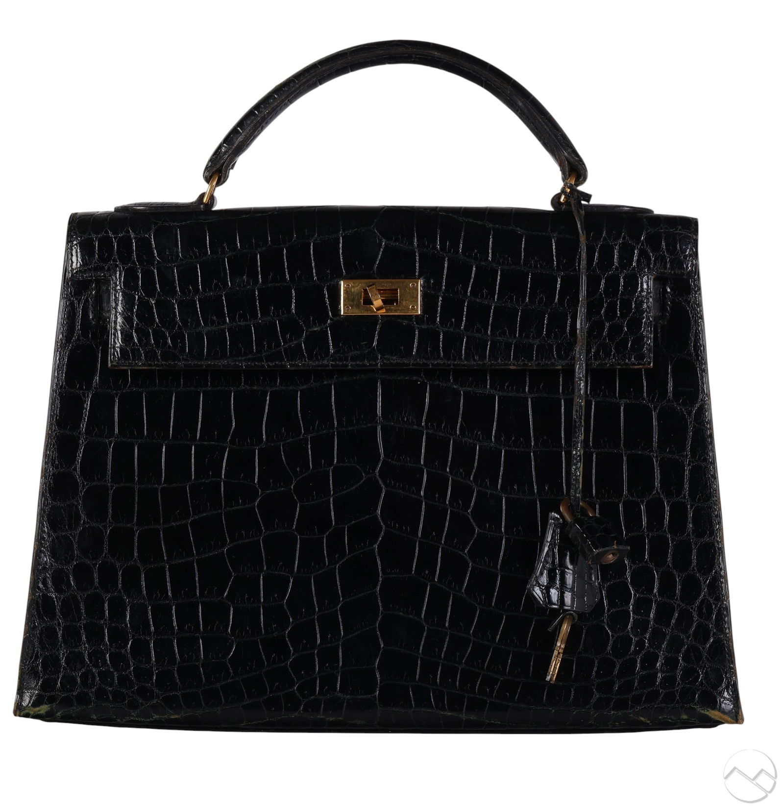 Hermes Vintage Black Crocodile Gold Kelly 32 Purse (1 of 8)