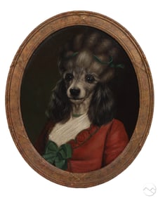 Thierry Poncelet b.1946 Poodle Portrait Painting