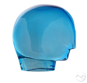 Ursula Huber b.1952 Blue Art Glass Head Sculpture