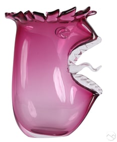 Louis Thompson b.1966 Studio Art Glass Face Vase